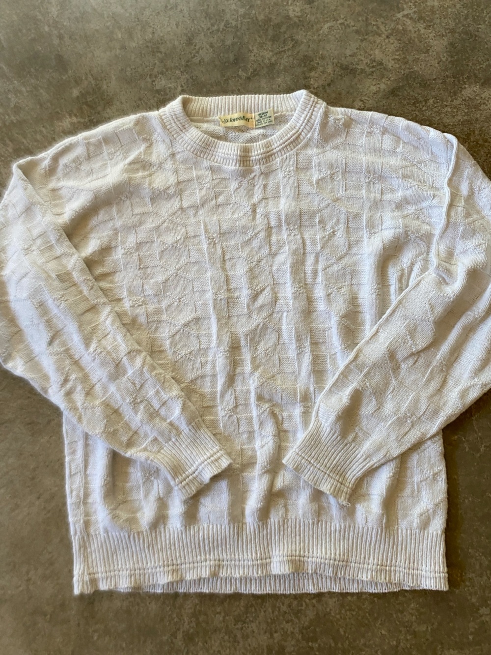 St. John's Bay Cream Knit Pullover Sweater Vintage Fisherman’s
